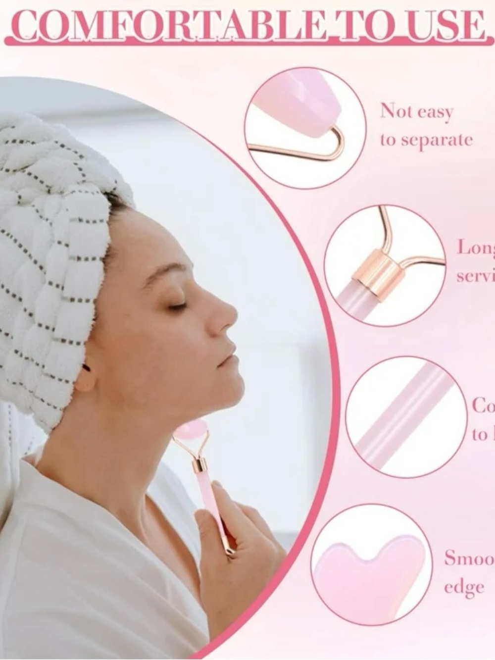 Sephora Rose Quartz Facial Roller - Light Pink - Picture 3 of 5